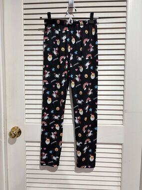 Girls' Black Unicorn & Emoji Print Leggings